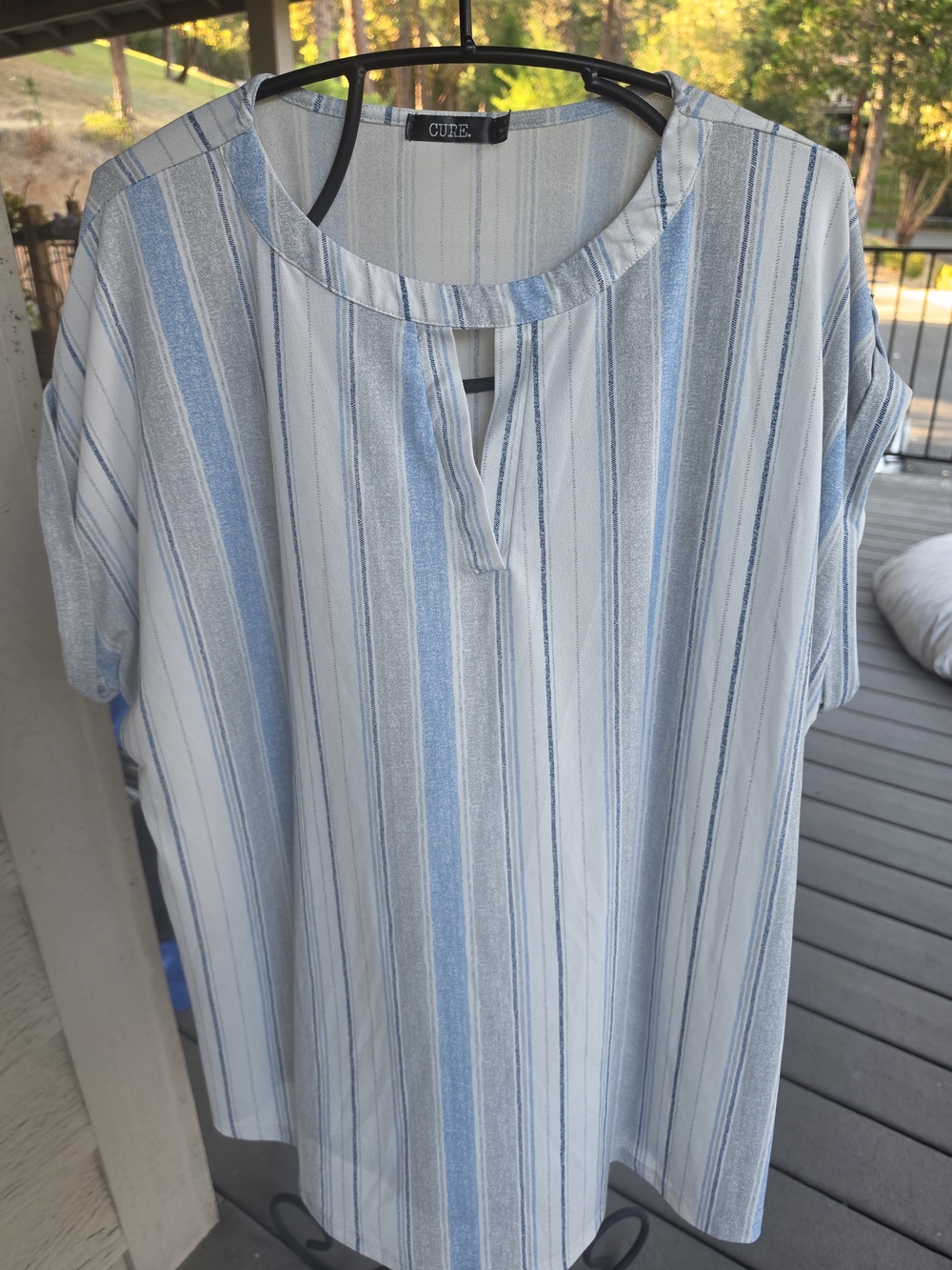 Cure Blue & White Striped Women’s Tunic Top
